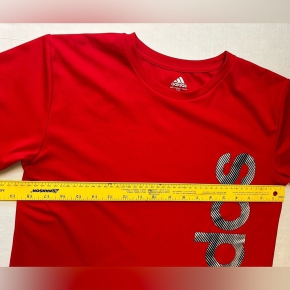 Adidas Climate red with black & silver graphic boys shirt Sz- L-14/16. T8 - Picture 7 of 7